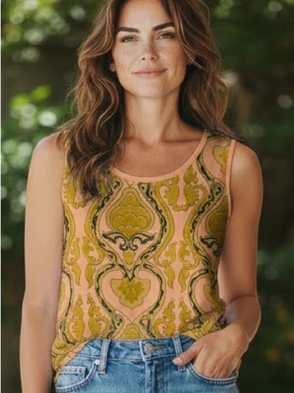 J. Crew Silk Filagree Shell, a vintage-style sleeveless Tank Top damask Size 8